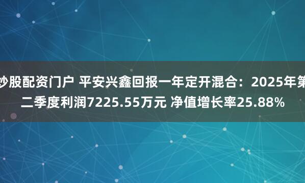 炒股配资门户 平安兴鑫回报一年定开混合：2025年第二季度利润7225.55万元 净值增长率25.88%